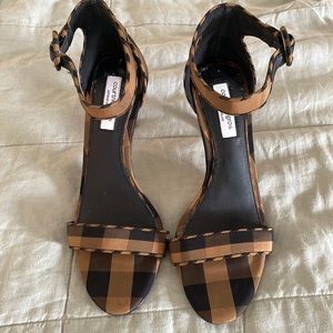 Courtney Grow plaid open toe heel